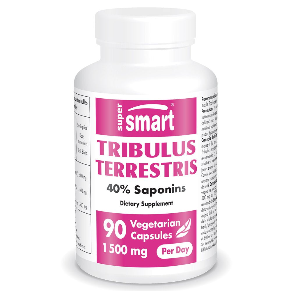 Supersmart - Tribulus Terrestris 1500 Mg per Day - Testosterone Booster for Men - Libido Support | Non-Gmo & Gluten Free - 90 Vegetarian Capsules