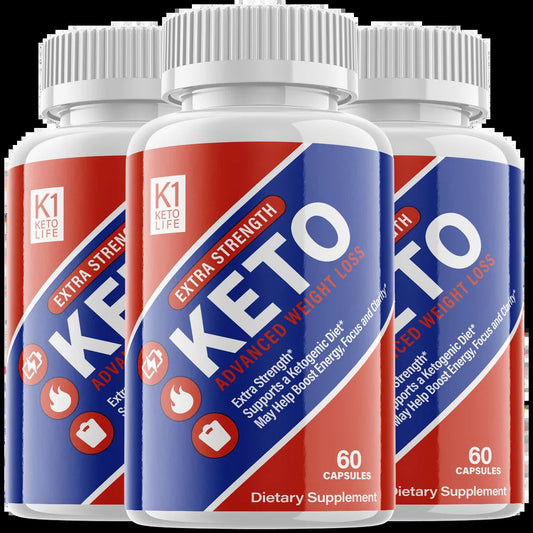 (3 Pack) K1 Keto Life - Supplement for Weight Loss - Energy & Focus Boosting Dietary Supplements for Weight Management & Metabolism - Advanced Fat Burn Raspberry Ketones Pills - 180 Capsules - Nutricity.com.au