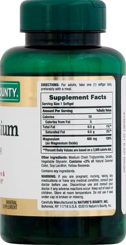 Nature's Bounty Absorbable Magnesium, 125 Liquid Softgels Capsules