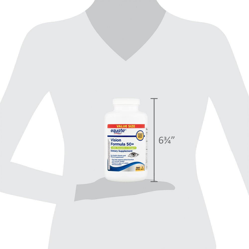 Equate Vision Formula 50+ Soft Gels Dietary Supplement Value Size, 300 Count