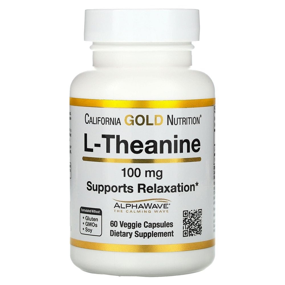 California Gold Nutrition L-Theanine, Featuring Alphawave, 100 Mg, 60 Veggie Capsules