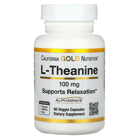 California Gold Nutrition L-Theanine, Featuring Alphawave, 100 Mg, 60 Veggie Capsules