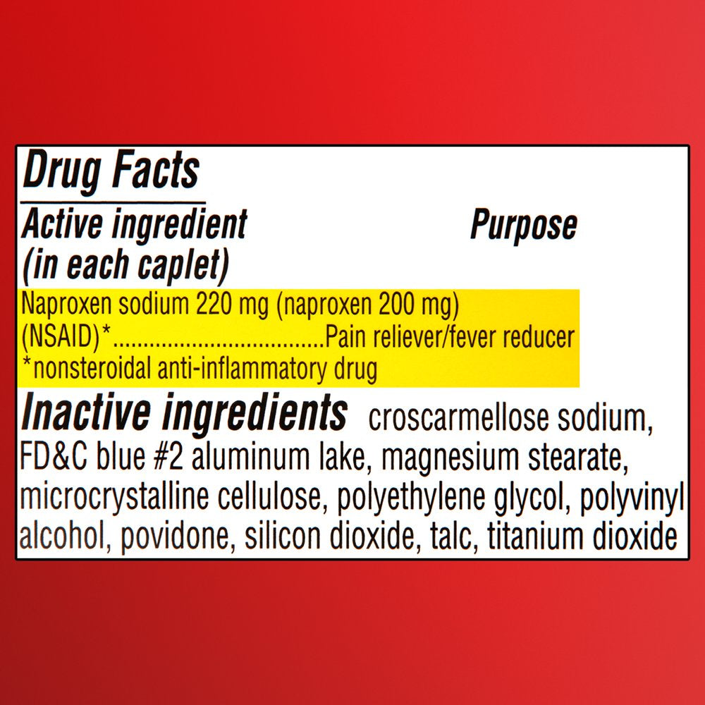 Equate All Day Pain Relief Naproxen Sodium Caplets, 220 Mg, 40 Count