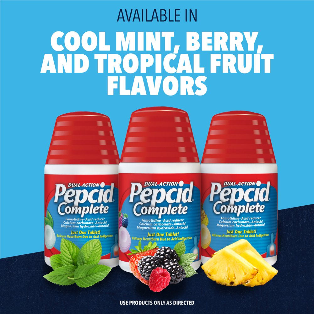 Pepcid Complete Acid Reducer + Antacid Chews, Famotidine, Berry, 50 Ct