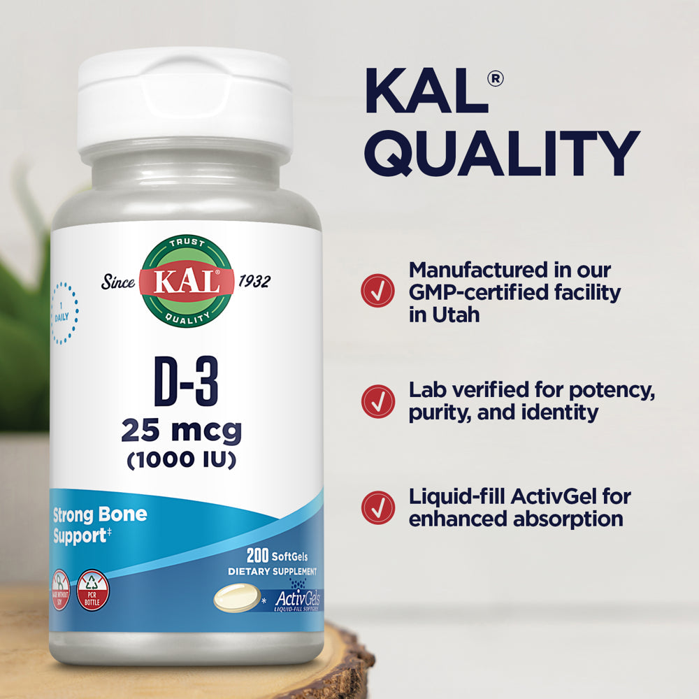 KAL D-3 1000 IU Activgels 1000Iu 200Ct