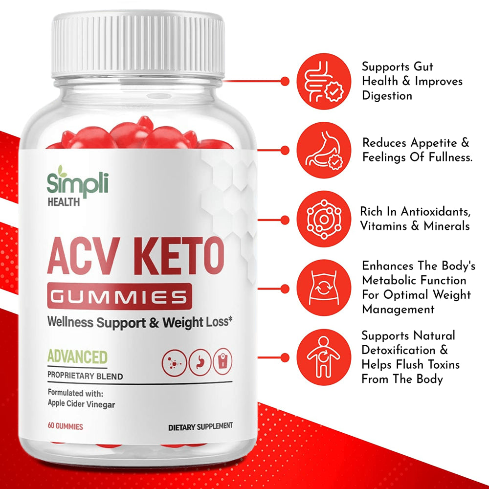 (3 Pack) Simpli Apple Cider Vinegar Gummies - ACV Keto Gummies for Weight Loss - Supports Weight Loss, Digestion, Detox & Cleansing - Nutricity.com.au