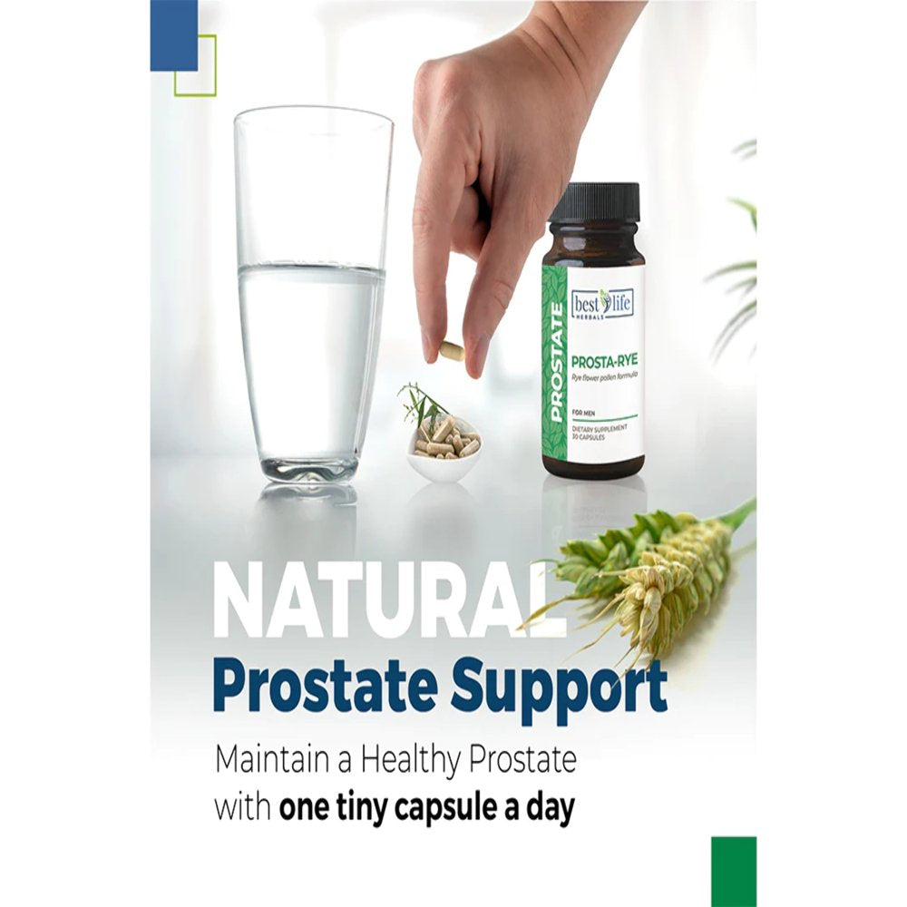 Prosta-Rye Natural Prostate Supplement for Men That Are Experiencing Enlarged Prostate, Frequent Urination, Overactive Bladder - 4 Bottles, 120 Capsules