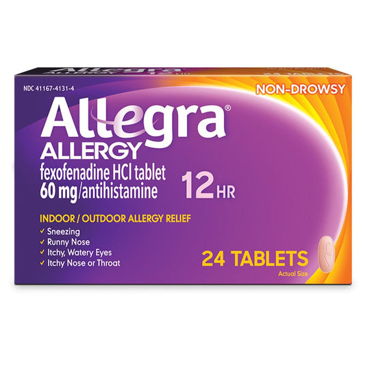 Allegra Adult 12 Hour Non-Drowsy Antihistamine Allergy Relief Medicine 60Mg Tablets 24Ct