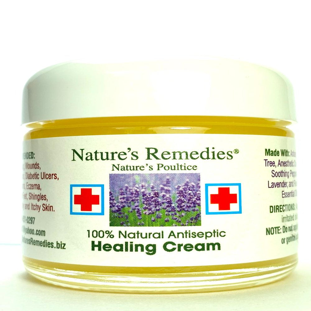 "100% Natural Antiseptic Healing Cream" Heals and Soothes Infected Skin, Bed Sores, Pressure Sores, Wounds, Painful Ulcers, Itching, Scrapes, Rashes, Cuts, Burns, Poison Ivy, Eczema, Psoriasis 2 Oz. - Nutricity.com.au