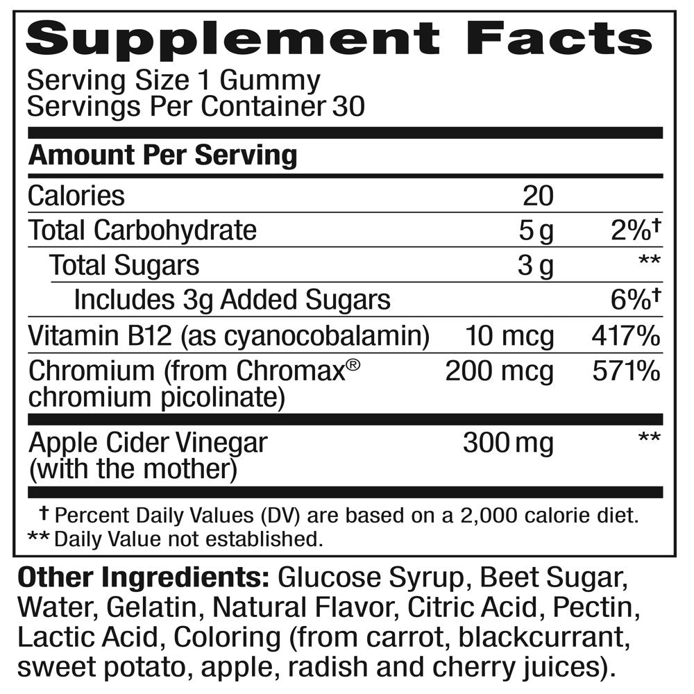 OLLY Metabolism Gummy Rings, Apple Cider Vinegar, B12, Chromium, Apple Flavor, 30 Ct