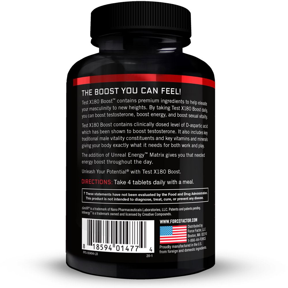 Force Factor Test X180 Boost, Pre-Workout Testosterone Booster, 120 Tablets