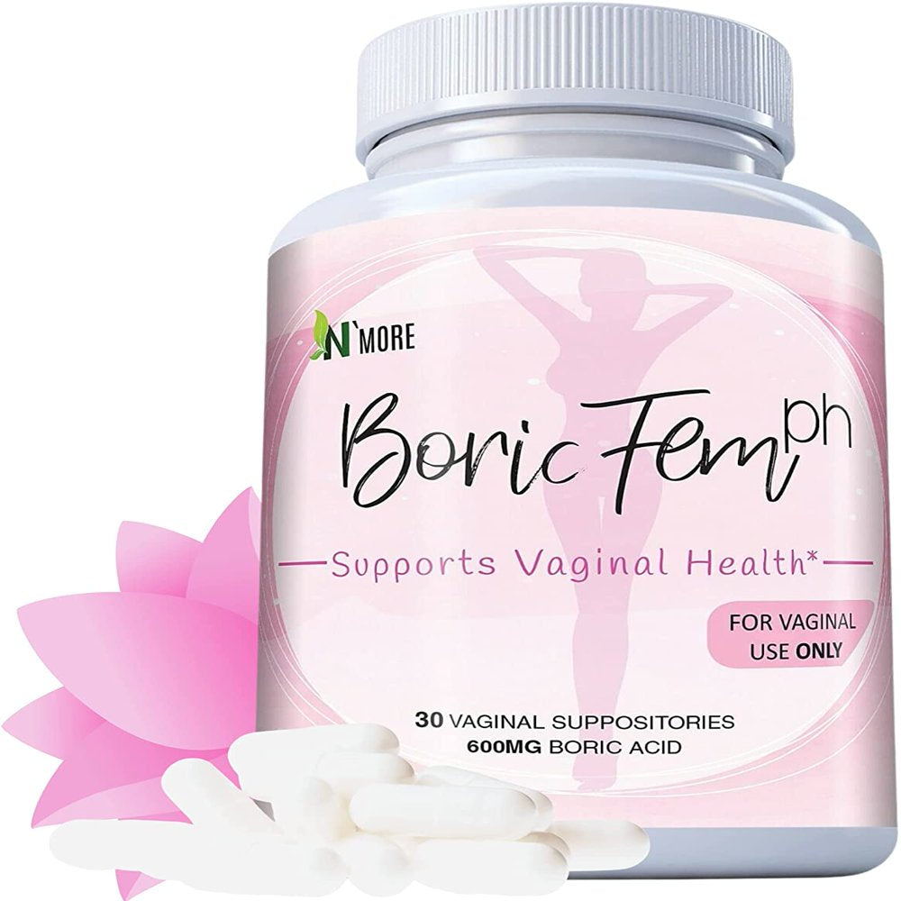 Boric Acid Vaginal Suppositories - 30 Count, 600Mg (Recommended Dosage) - 100% Pure Made in USA