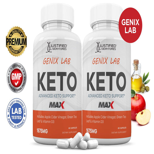 (2 Pack) Genix Lab Keto ACV MAX Pills 1675Mg Alternative to Gummies Dietary Supplement 120 Capsules - Nutricity.com.au