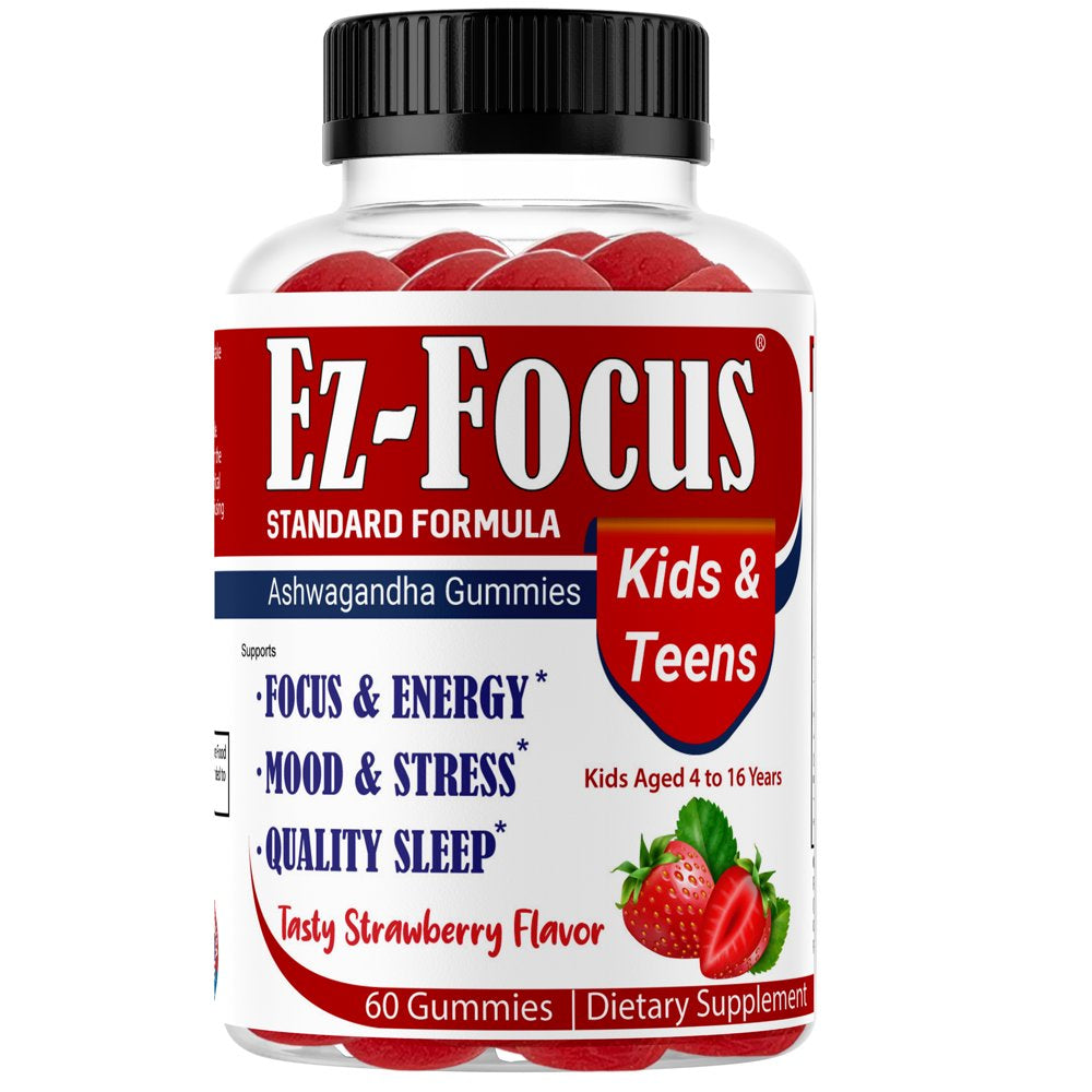 Ez-Focus Brain Booster Gummies for Kids & Teens -Brain Supplement with Omega, Support Focus, Memory, Concentration and Cognition - Vegan, Non-Gmo - 60 Gummies by Celebrity Lifestyle