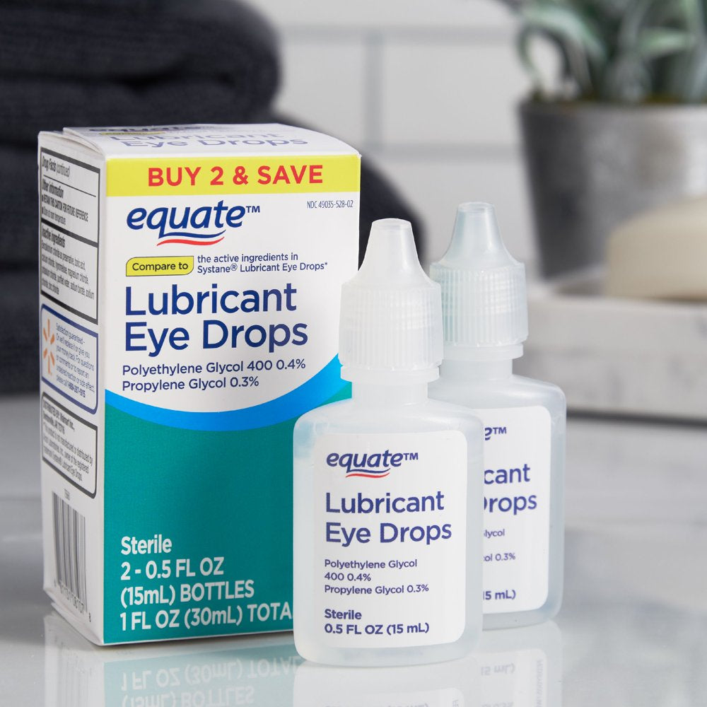 Equate Lubricant Eye Drops, 0.5 Fl Oz, Twin Pack