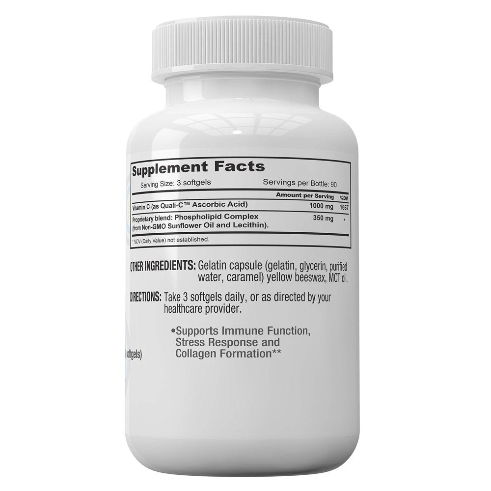 Core Med Liposomal Vitamin C Softgels 1000Mg/Dose - 3 Month Supply - 270 Softgels - Quali®-C Vitamin C (Scotland) - USA Made - Immunity Support, Collagen Booster Supplement - Non-Gmo Non-Soy