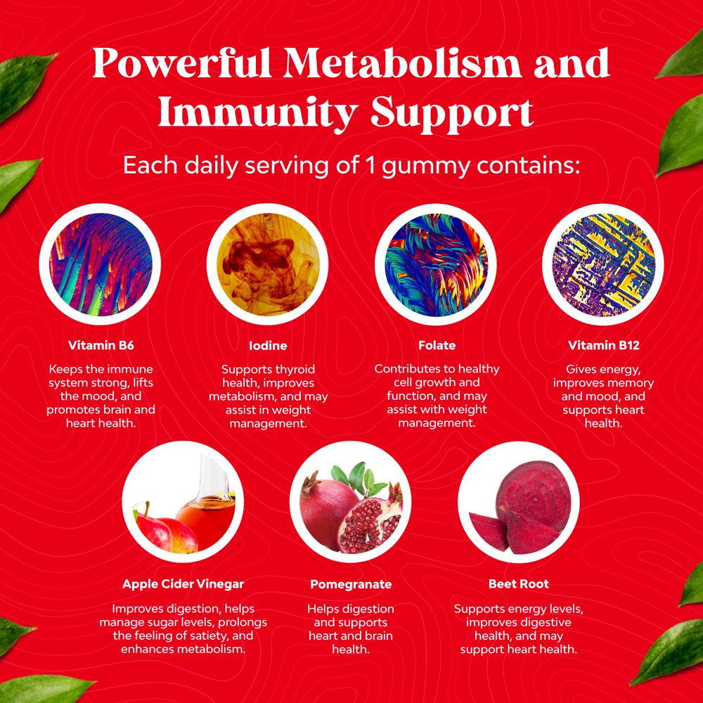 ACV Apple Cider Vinegar Gummies - Superfood Infused ACV Gummies Vitamins for Adults for Detox Cleanse Immune Support Digestion and Glowing Skin - Delicious Daily Energy Gummies with Vitamin B Complex