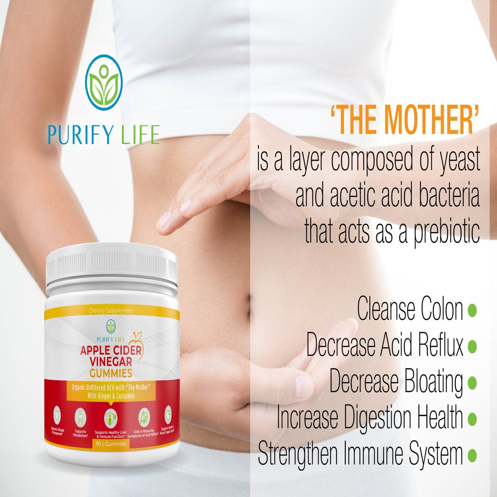 Apple Cider Vinegar Gummies - Unfiltered ACV (3 Month Supply) Weight Loss Alternative to Capsules and Pills for Belly Fat Burner - Immune System Support, Detox, Metabolism, Acid Reflux - Kids & Adults