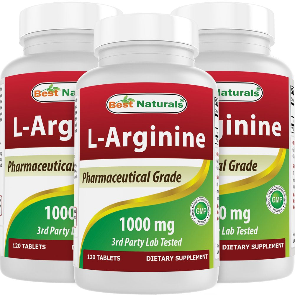 3 Pack Best Naturals L-Arginine 1000 Mg 120 Tablets (Pharmaceutical Grade) | L Arginine Supplement Promotes Nitric Oxide Synthesis (Total 360 Tablets)