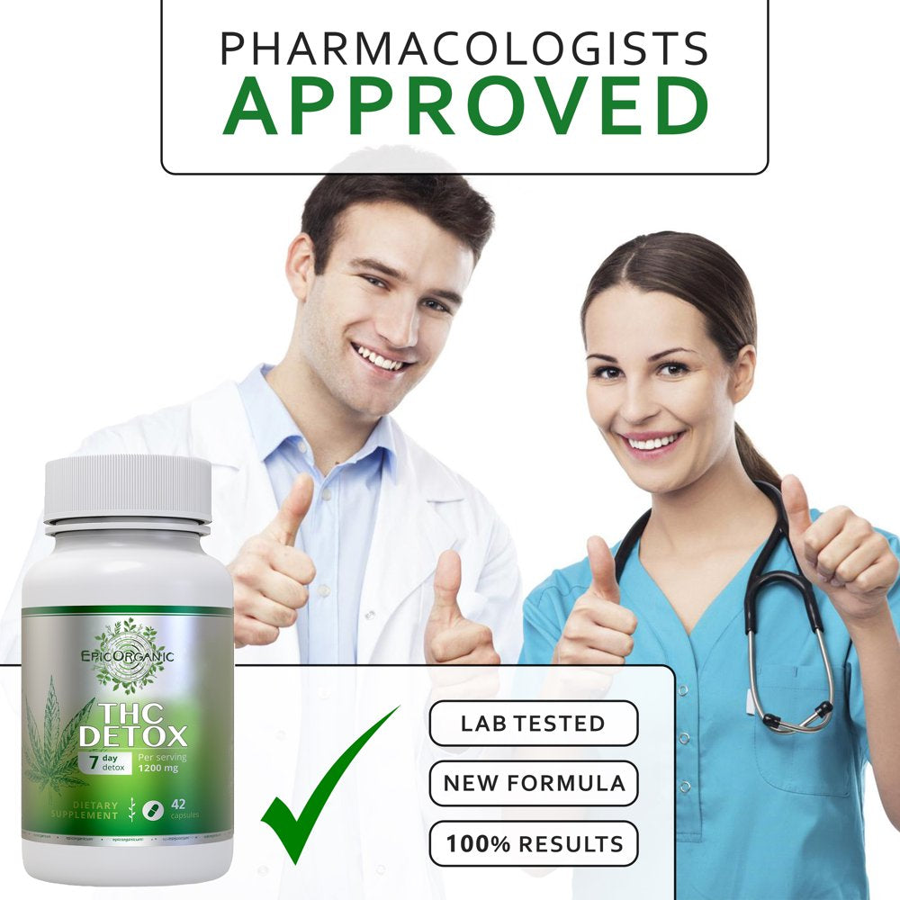 Epic Organic 7 Day THC Detox Cleanse, Fast Acting, Full Body Detoxifying Strength,Urinary Tract Cleanse, Bladder Function and Digestive System Cleanse, Liver Detox (42 Capsules)