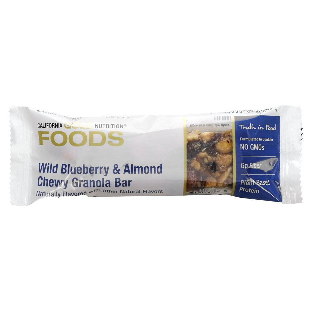 California Gold Nutrition Wild Blueberry & Almond Chewy Granola Bars, 12 Bars, 1.4 Oz (40 G) Each