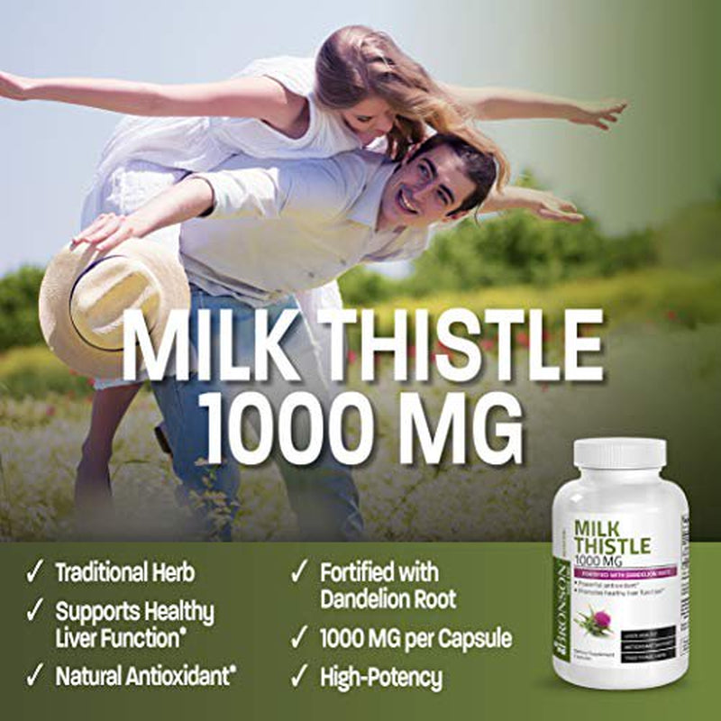 Bronson Milk Thistle 1000Mg Silymarin Marianum & Dandelion Root Liver Health Support, Antioxidant Support, Detox, 120 Capsules