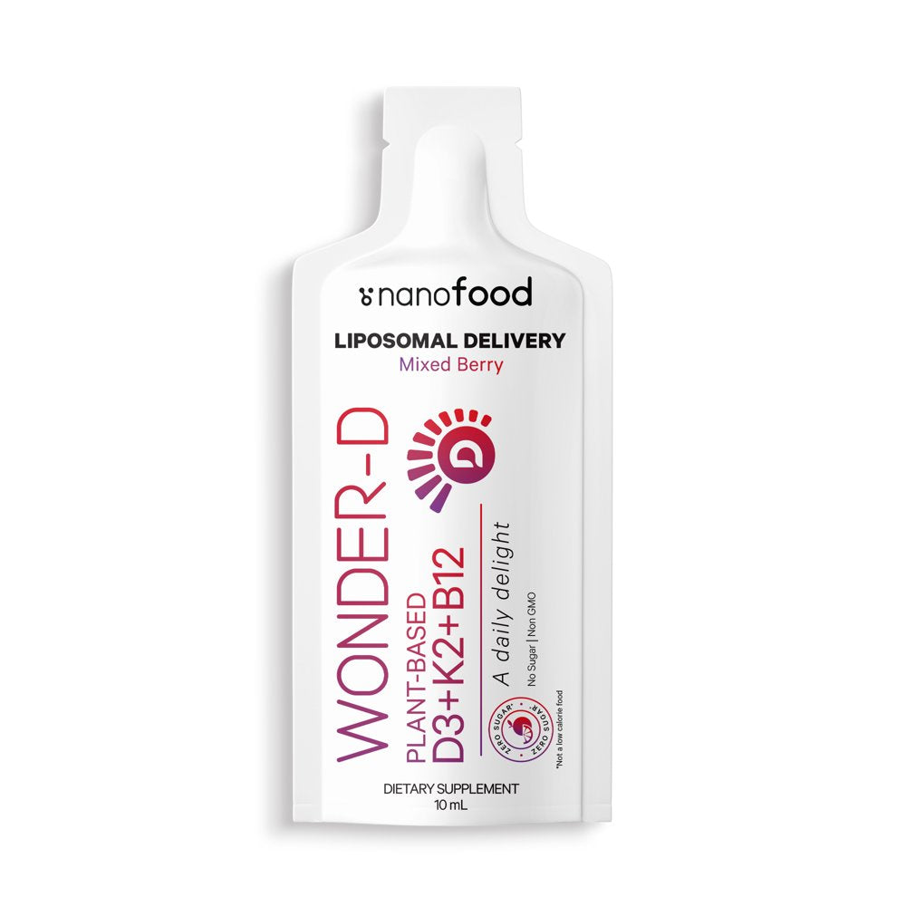 Vegan Vitamin D3 + K2 + B12 Sugar Free Liposomal Liquid - Bone Health Immune Support - Berry (30 Single Serving Packets)