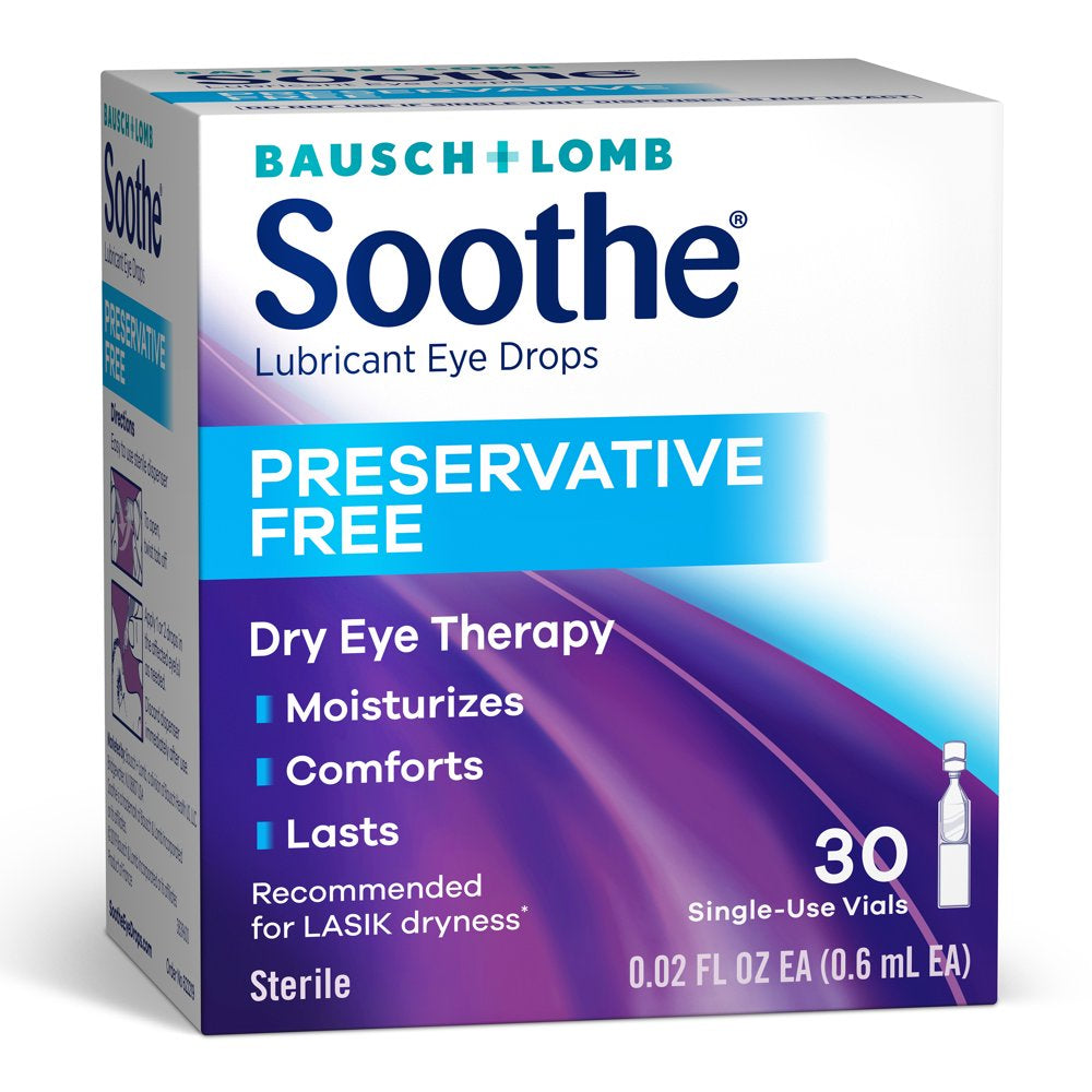 Soothe® Preservative Free Eye Drops for Dry Eyes, Lubricating Eye Drops, 0.02 FL OZ EA (30-Count)