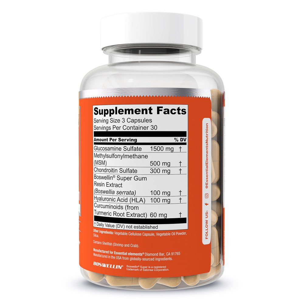 Essential Elements Glucosamine Chondroitin | Joint Health Supplement - 90 Capsules