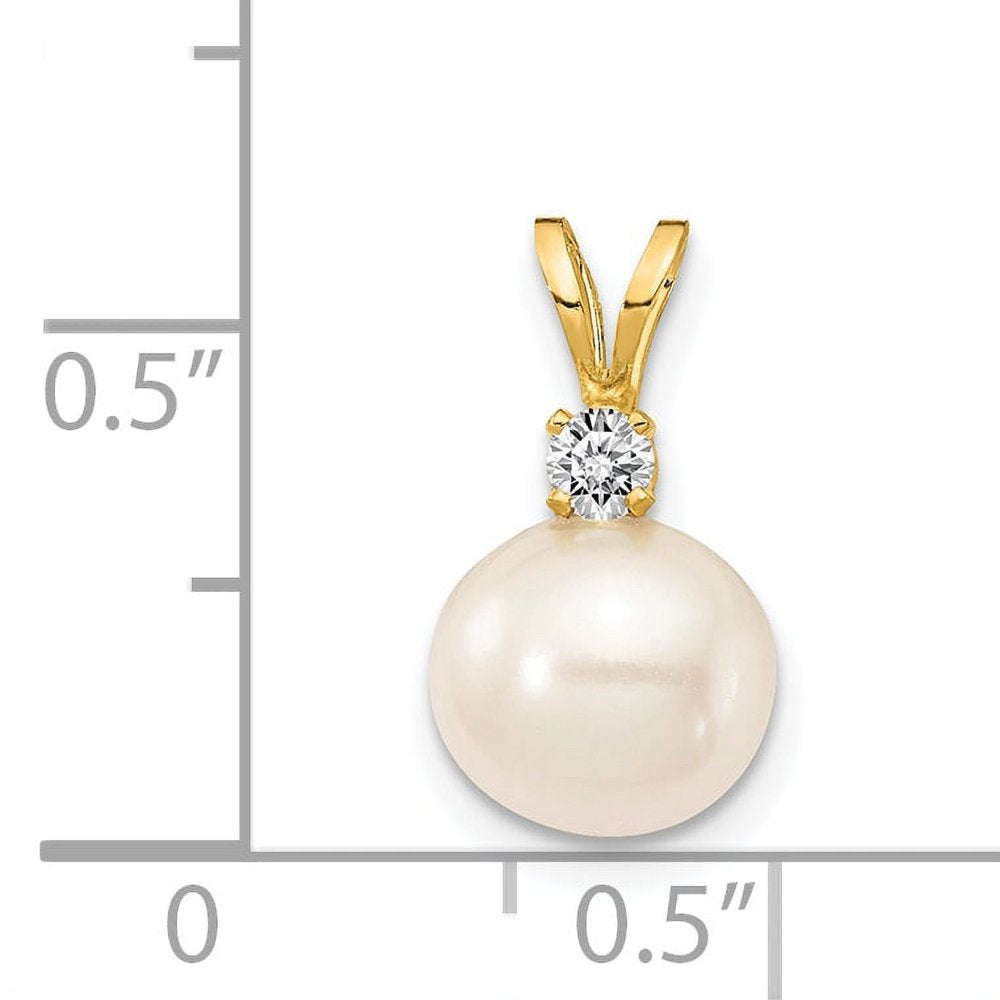 14K 7Mm FW Cultured Pearl VS Diamond Pendant