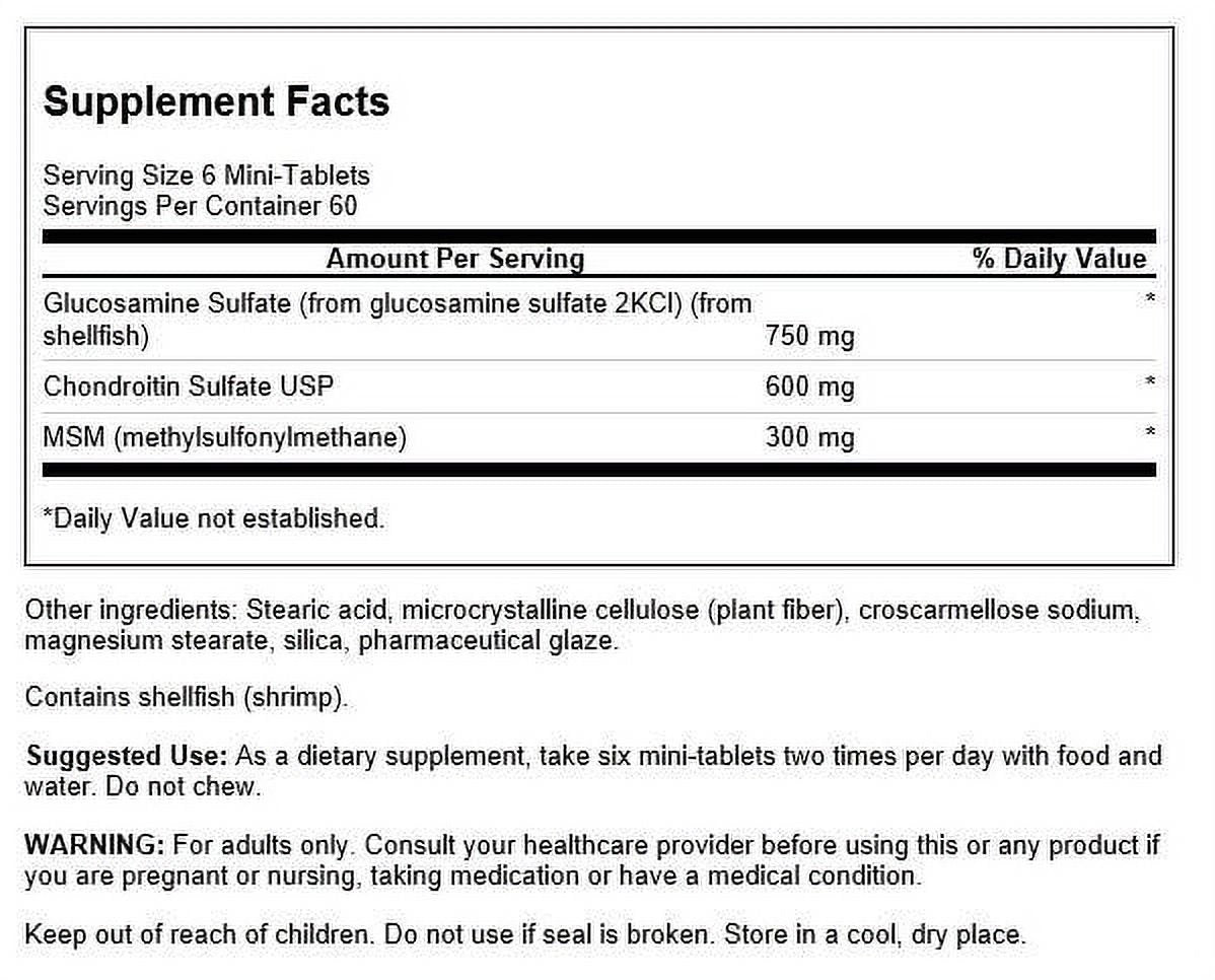 Swanson Dietary Supplements Glucosamine, Chondroitin & MSM Mini Tablet 360Ct
