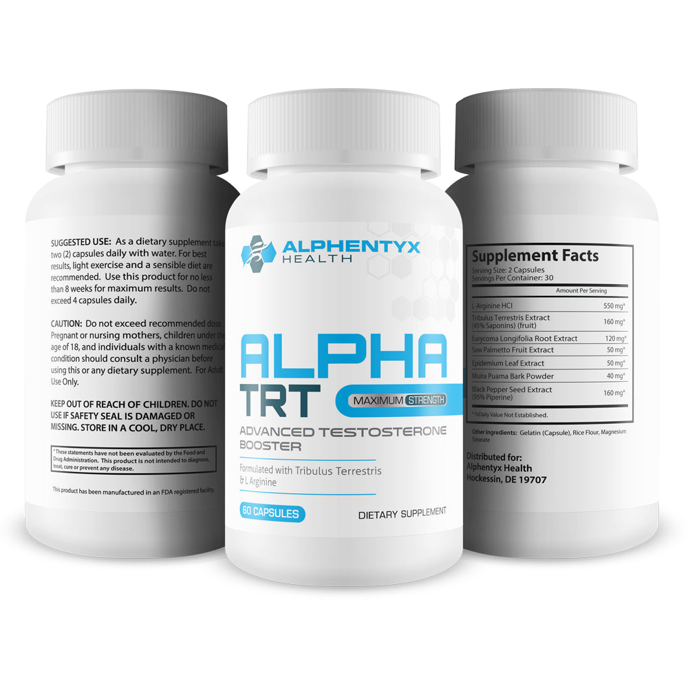 Alphentyx Health Alpha TRT - Maximum Strength - Advanced Testosterone Booster - Increase Energy and Lean Muscle Mass - 60 Count