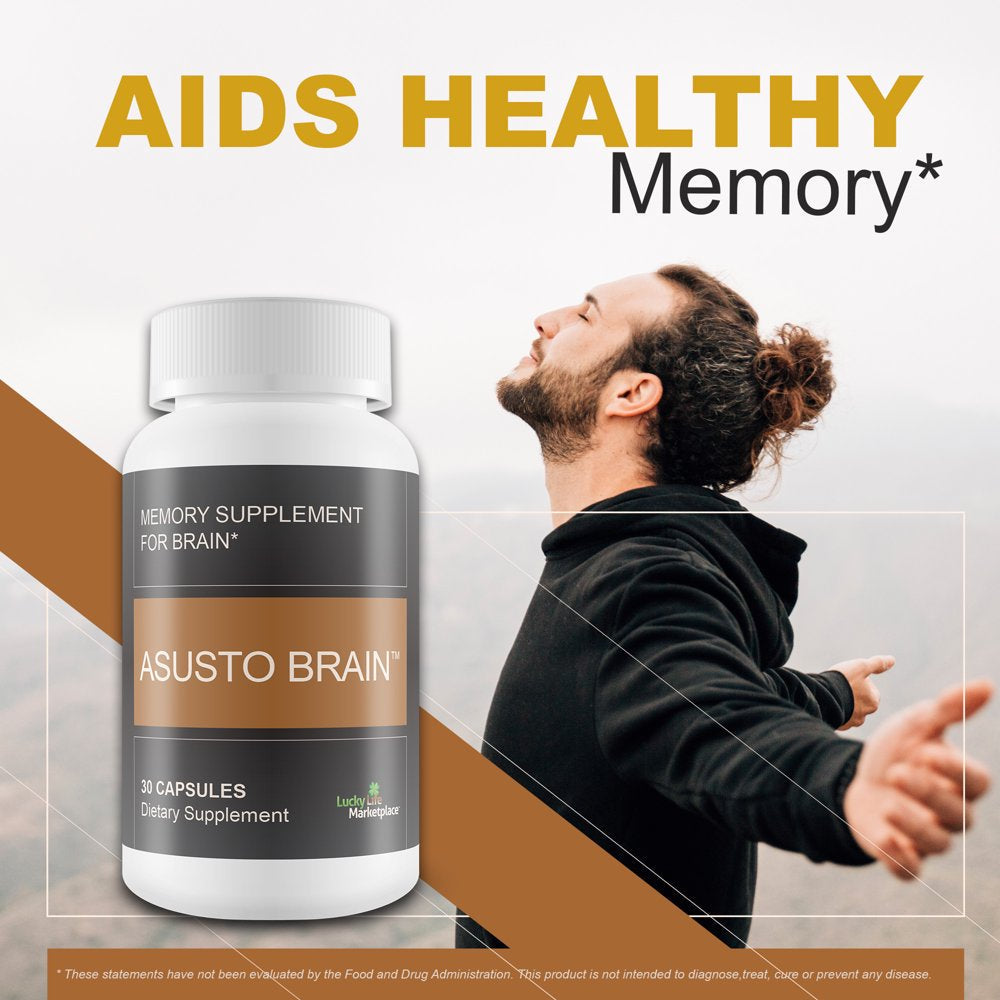 Asusto Memory Supplement for Brain - Improved Capsule Formula - Natural Brain, Memory, & Focus Support - Brain Support - Brain Supplement - Nootropic - Natural Asusto Sandalwood Improved Formula