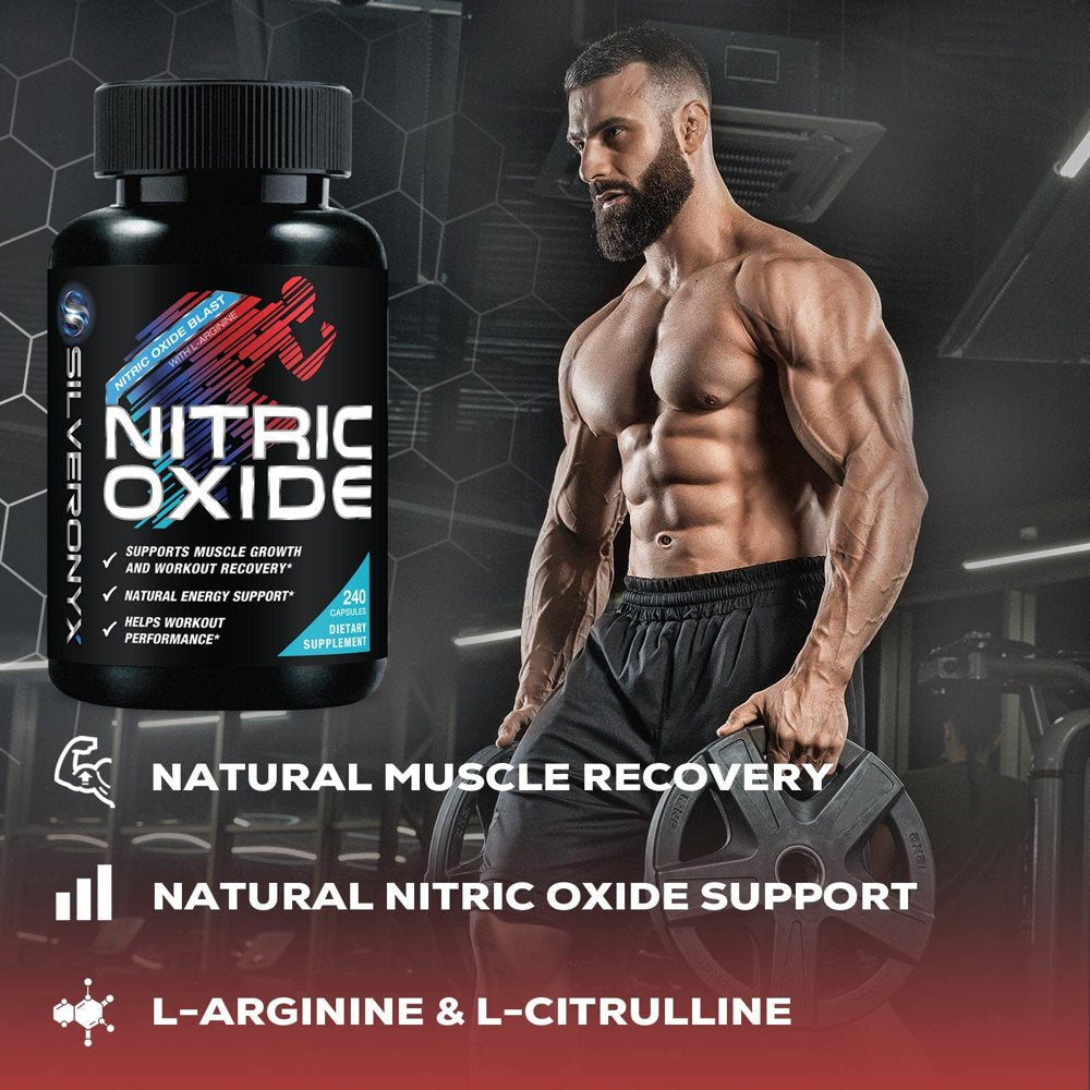 Extra Strength Nitric Oxide Supplement L Arginine 3X Strength - Citrulline Malate, AAKG, Beta Alanine - Premium Muscle Supporting Nitric Booster for Strength & Energy to Train Harder - 240 Capsules