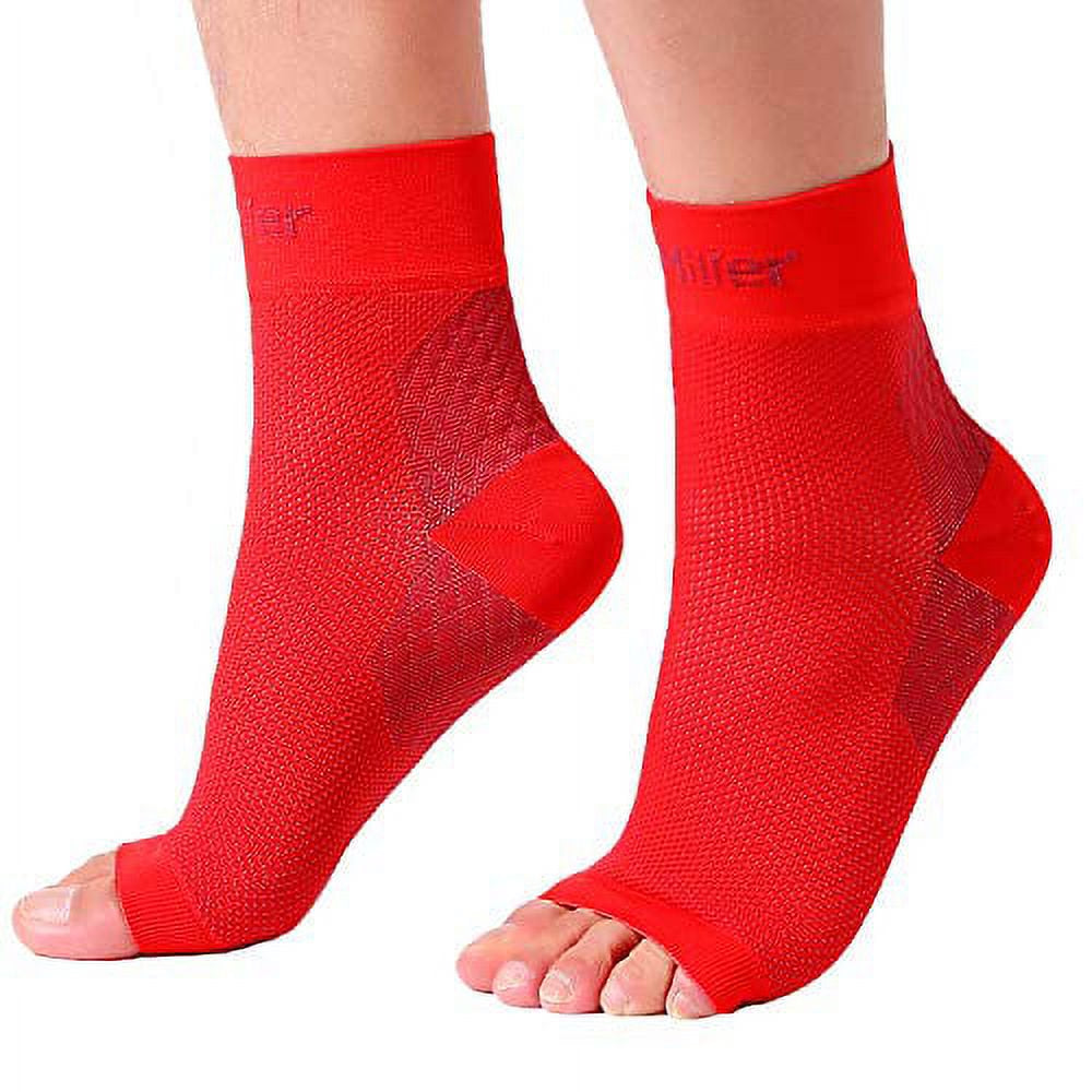 Doc Miller Ankle Compression Sleeve - Heel Brace for Heel Pain - Plantar Fasciitis Foot Wrap for Ankle Support and Neuropathy Relief - 1 Pair Red Plantar Fasciitis Wrap - X-Large Size