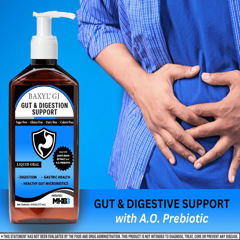 Baxyl GI - Gut Health & Digestive Support Liquid with Prebiotic - 36 Day Supply