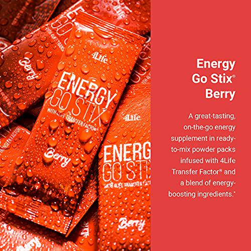4Life Energy Go Stix - Healthy Energy Source - Berry Drink Mix - Contains Natural Caffeine from Guarana, Maca, Yerba Mate, and Green Tea Leaf Extract - 30 Packets