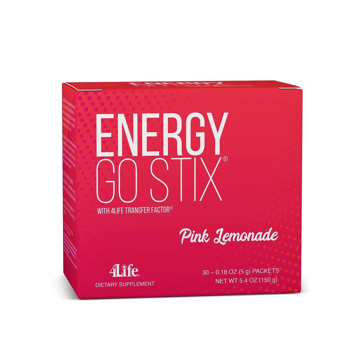 4Life Energy Go Stix - Healthy Energy Source - Pink Lemonade Drink Mix - Contains Natural Caffeine from Guarana, Maca, Yerba Mate, and Green Tea Leaf Extract - 30 Packets
