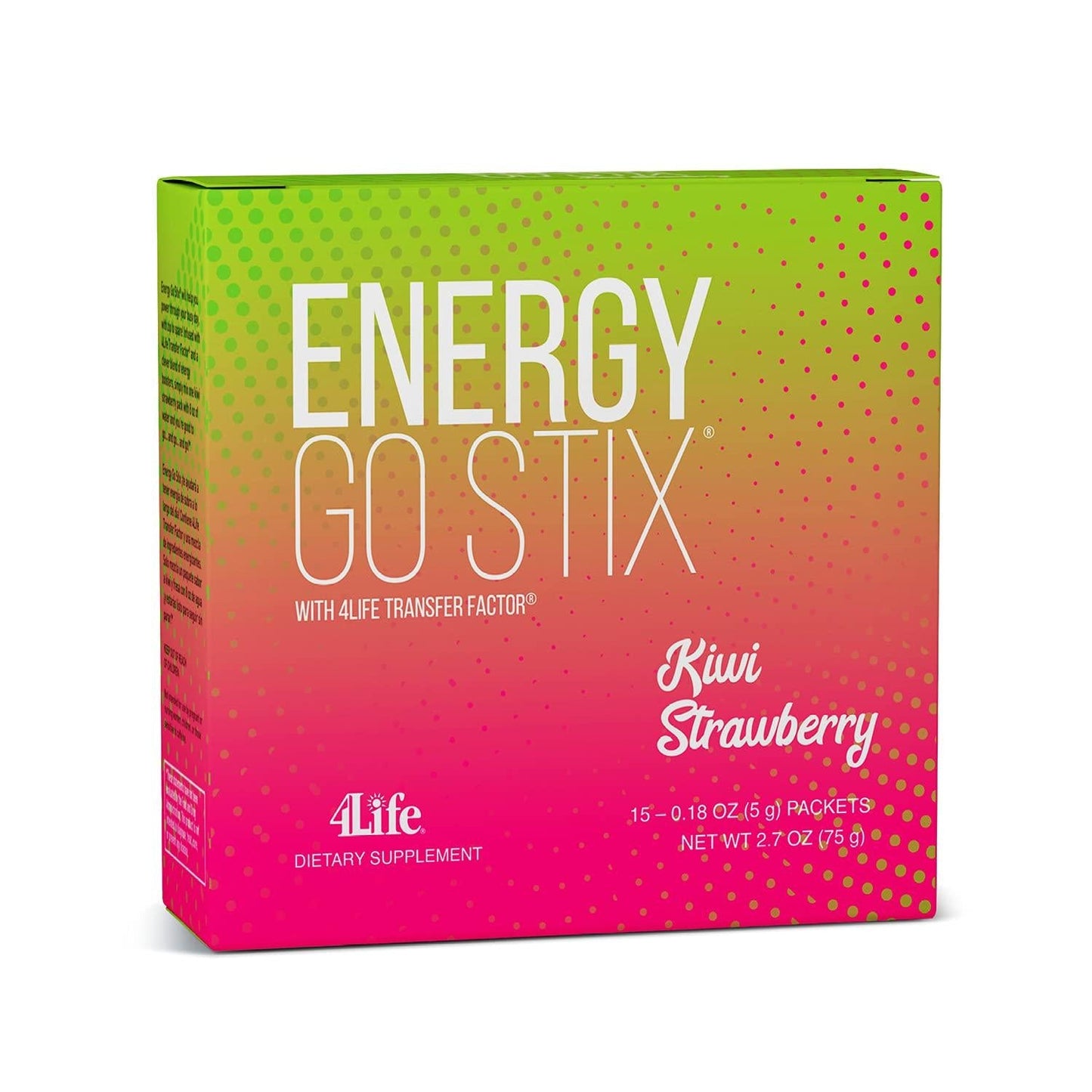 4Life Energy Go Stix - Healthy Energy Source - Kiwi Strawberry Drink Mix - Contains Natural Caffeine from Guarana, Maca, Yerba Mate, and Green Tea Leaf Extract - 30 Packets