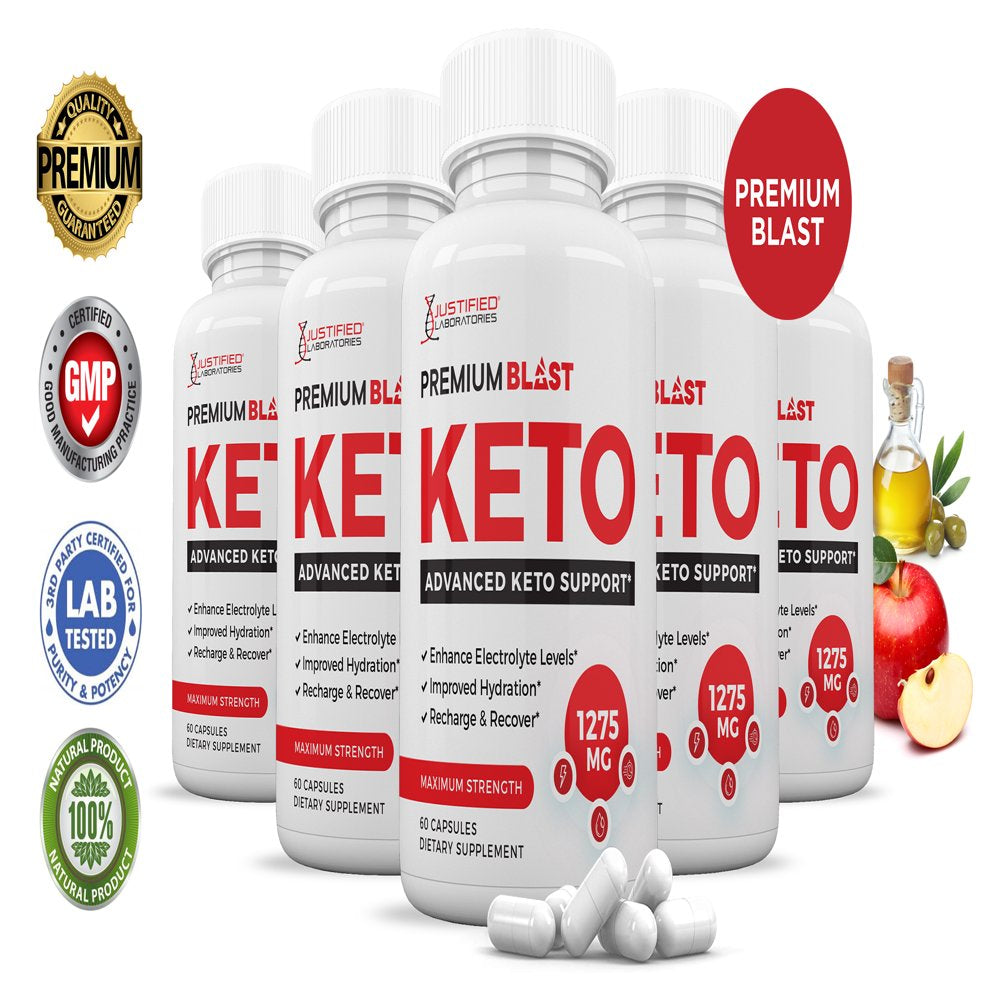 (5 Pack) Premium Blast Keto ACV Pills 1275Mg Dietary Supplement 300 Capsules