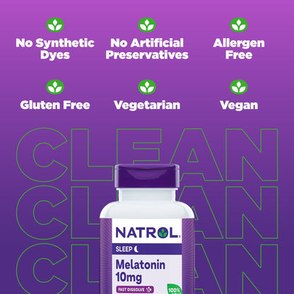 Natrol Melatonin Fast Dissolve Sleep Aid Tablets, Strawberry, 10Mg, 100 Count