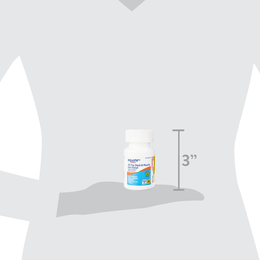 Equate All Day Back & Muscle Pain Relief Naproxen Sodium Tablets, 220Mg, 90 Count