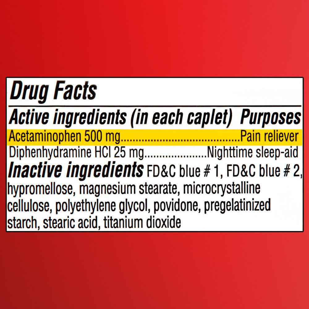 Equate Extra Strength Pain Reliever PM Caplets, 100 Count