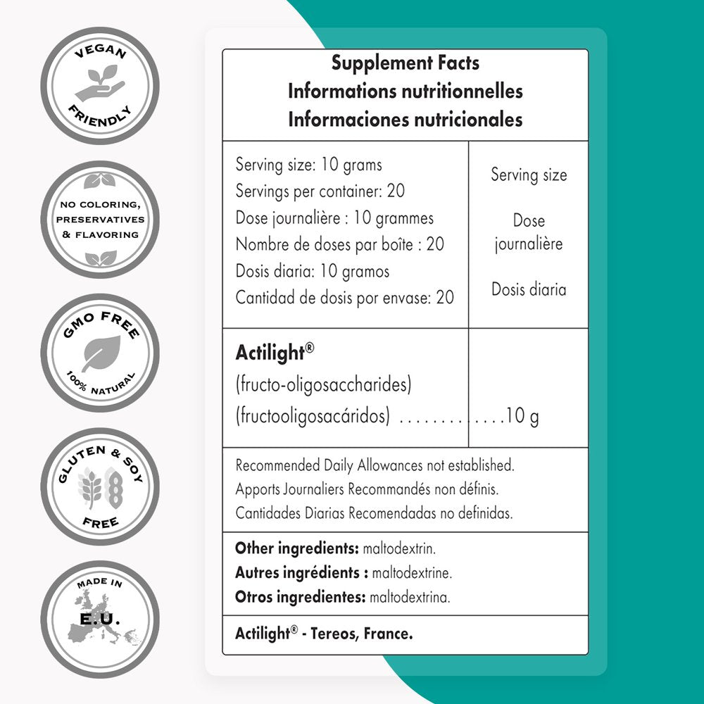 Supersmart - Fructo Oligosaccharides Powder (Prebiotic FOS) - Fiber Supplement - Oligofructose Inulin - Digestive Support & Gut Health | Non-Gmo & Gluten Free - 200 G