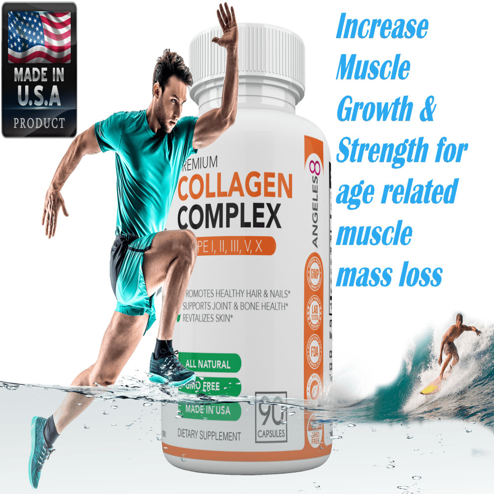 All-Natural Hydrolyzed Collagen Peptides for Skin, Joints, and Muscles (Types I, II, III, V, X)