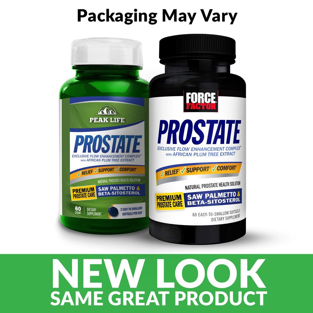 Force Factor Prostate Saw Palmetto and Beta Sitosterol Supplement for Men, Prostate Health Support, Prostate Size Support, Urinary Relief, Bladder Control, Reduce Nighttime Urination, 60 Softgels