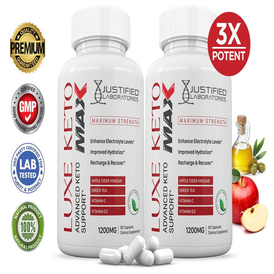 (2 Pack) Luxe ACV MAX Pills 1675 MG Stronger than Gummies Advanced Keto Support 120 Capsules - Nutricity.com.au
