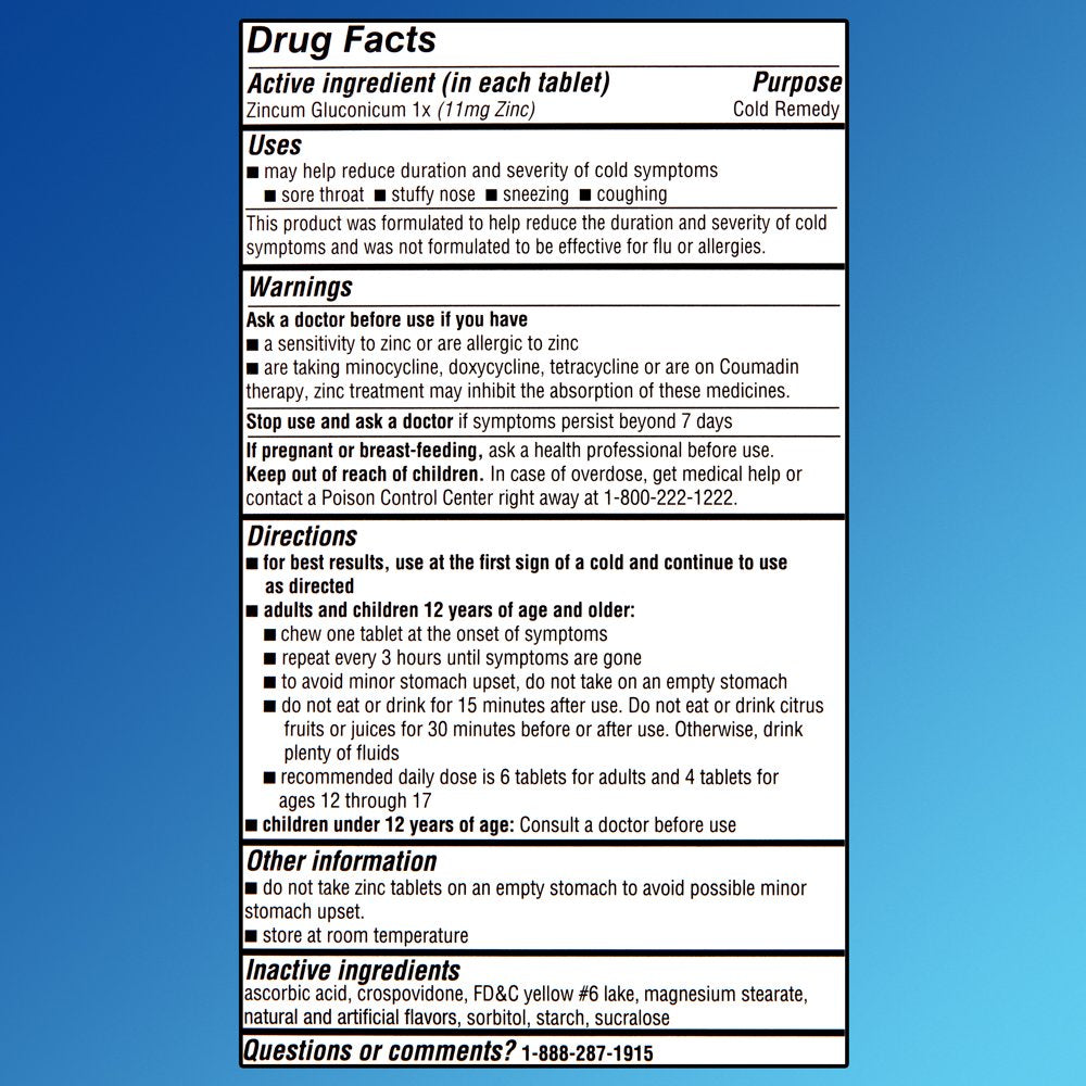 Equate Zinc Chewable Tablets, Citrus Flavor, 25 Count