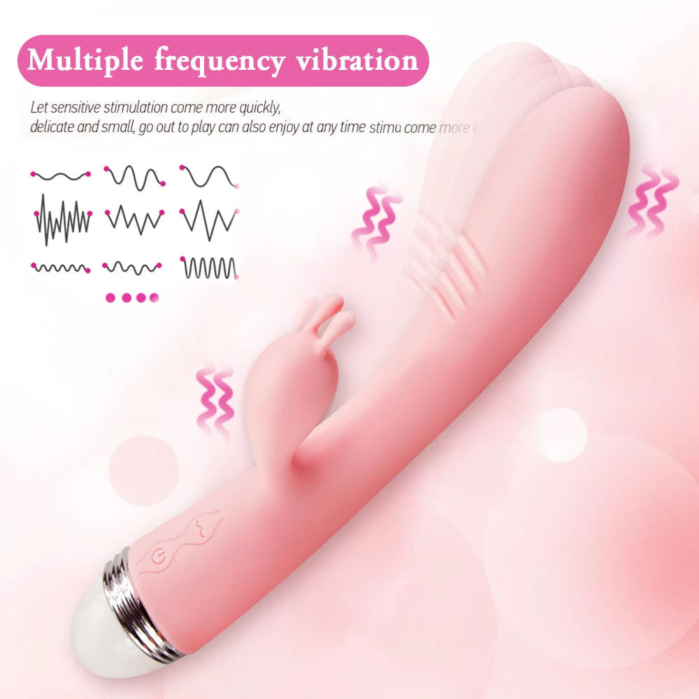 Centerel Powerful Rabbit Vibrator for G Spot Vaginal Stimulation with 12 Vibration, Waterproof Adult Sex Toys for Women and Couples ,Pink