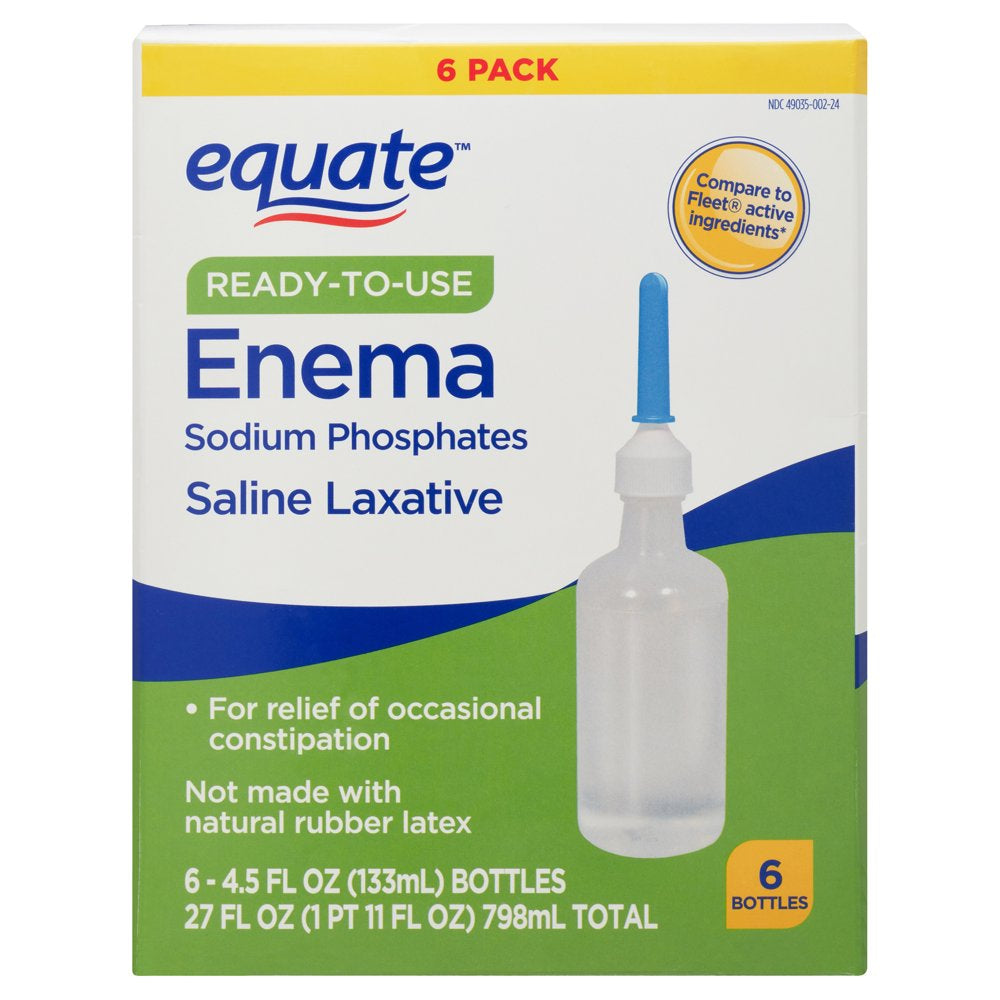 Equate Enema Sodium Phosphates Saline Laxative, 4.5 Fl. Oz., 6 Count